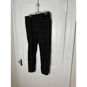 Alexander Jordan Black Tummy Control Plaid Straight Leg Stretch Pull On Pants L